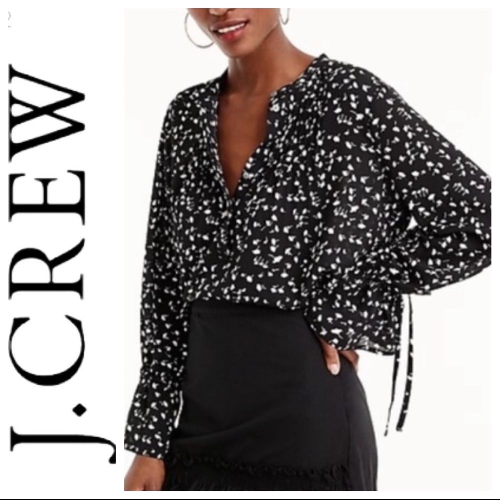 NWT J. CREW Tie Sleeve BLOUSE with Pintucks FLORAL - Picture 8 of 8